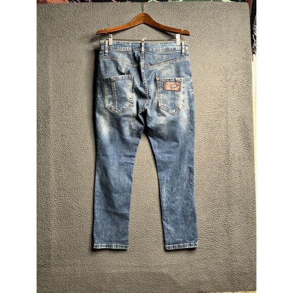 Dsquared2 Jeans Mens 32 Blue Distressed Slim Fit Denim Italy - Picture 1 of 16